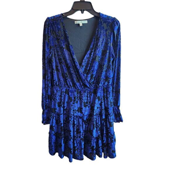 Allison & Kelly Dresses & Skirts - Allison & Kelly Blue tiered velvet burnout dress sz M floral witchy fairy goth